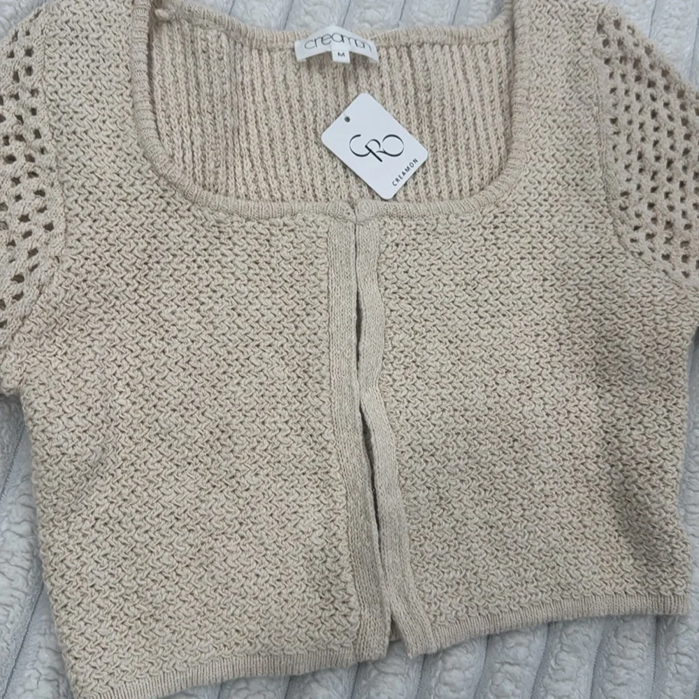 🤍Creamon Crochet Cream long sleeves top